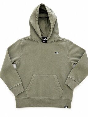 New Balance Boys Size 8 Olive Green Pullover Hoodie Logo Sweatshirt